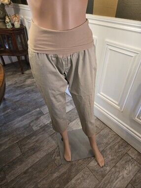 Women's Beige Fold-Over Waist Bermuda Shorts